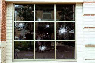 Installation of fake broken windows.